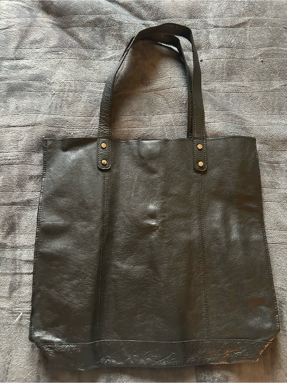 Classic Black Leather Tote Bag